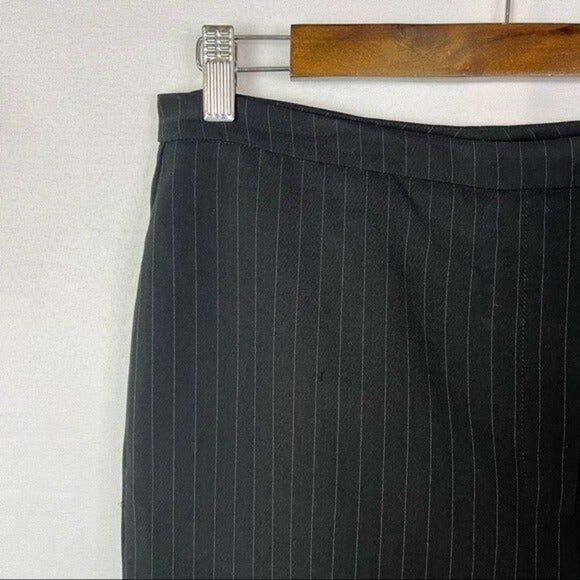 Tahari Black Pinstripe Straight Leg High Rise Dress Pants 12 - Picture 3 of 3